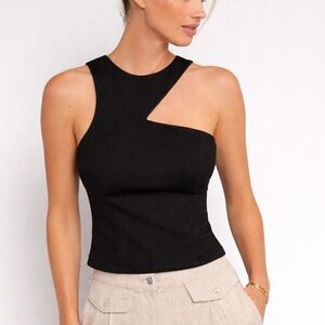 Anthropologie Sunday in Brooklyn Asymmetrical Black Top XXS